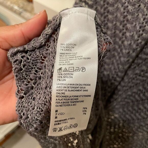 Tommy Bahama Dress Womens M Gray Midi A Line Sweater Open Weave Bracelet Sleeve - Picture 7 of 8